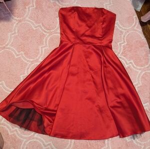 le chateau Red Satin Party Dress Size 6